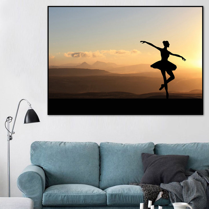 Vivolux | Schönes Foto Sonnenuntergang Ballerina Leinwand Wandkunst für das Mädchenzimmer, Pastellfarbe