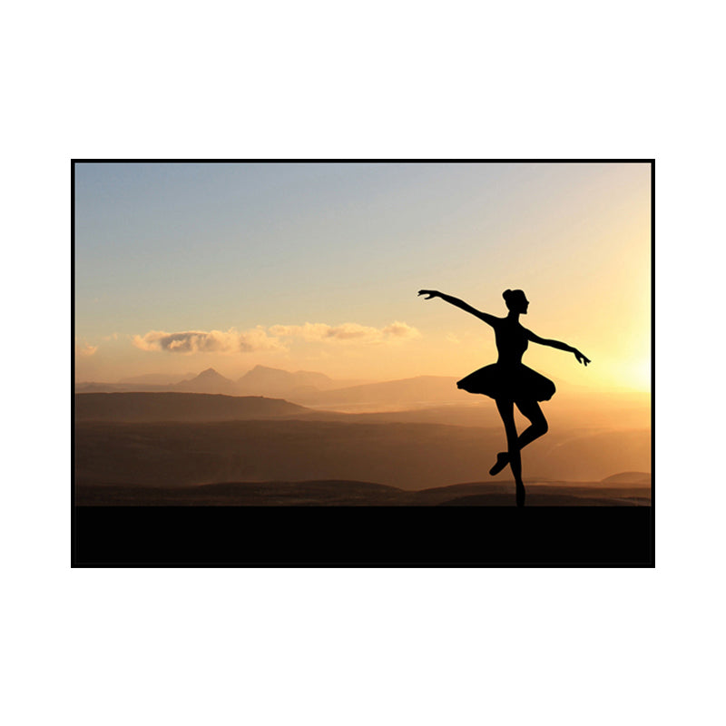 Vivolux | Schönes Foto Sonnenuntergang Ballerina Leinwand Wandkunst für das Mädchenzimmer, Pastellfarbe