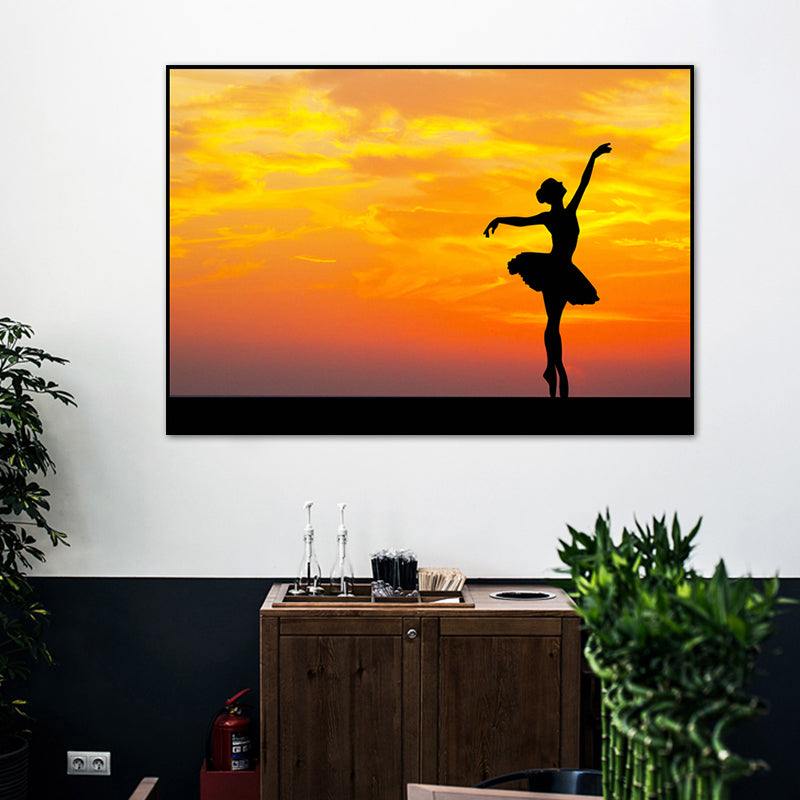Vivolux | Schönes Foto Sonnenuntergang Ballerina Leinwand Wandkunst für das Mädchenzimmer, Pastellfarbe