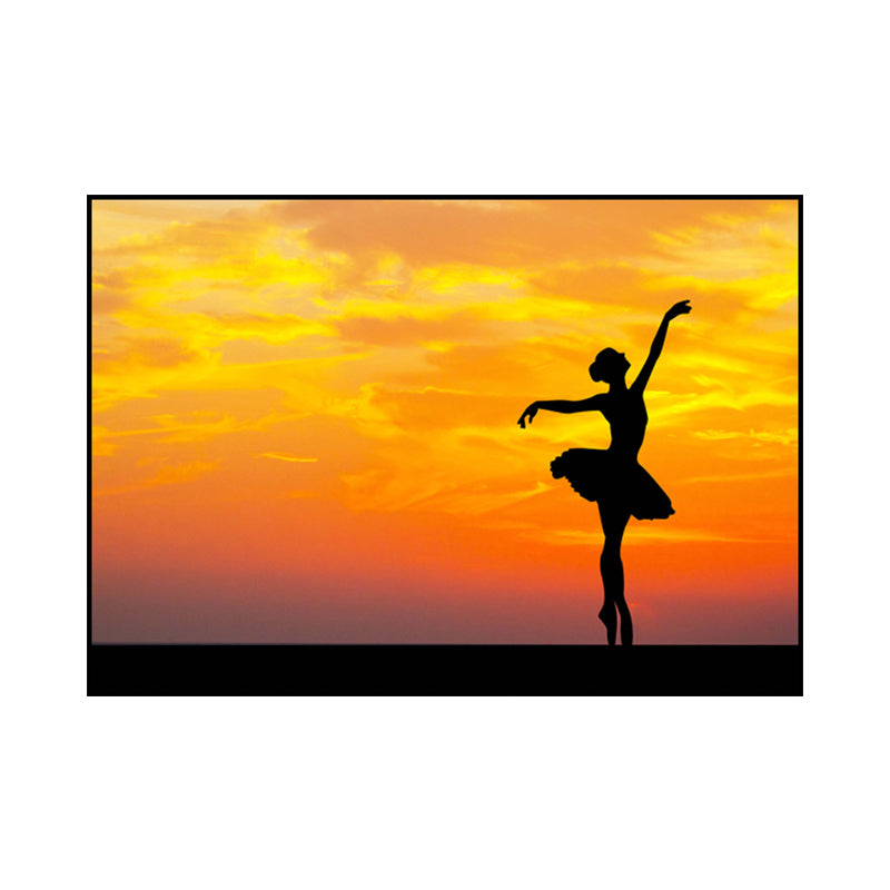 Vivolux | Schönes Foto Sonnenuntergang Ballerina Leinwand Wandkunst für das Mädchenzimmer, Pastellfarbe