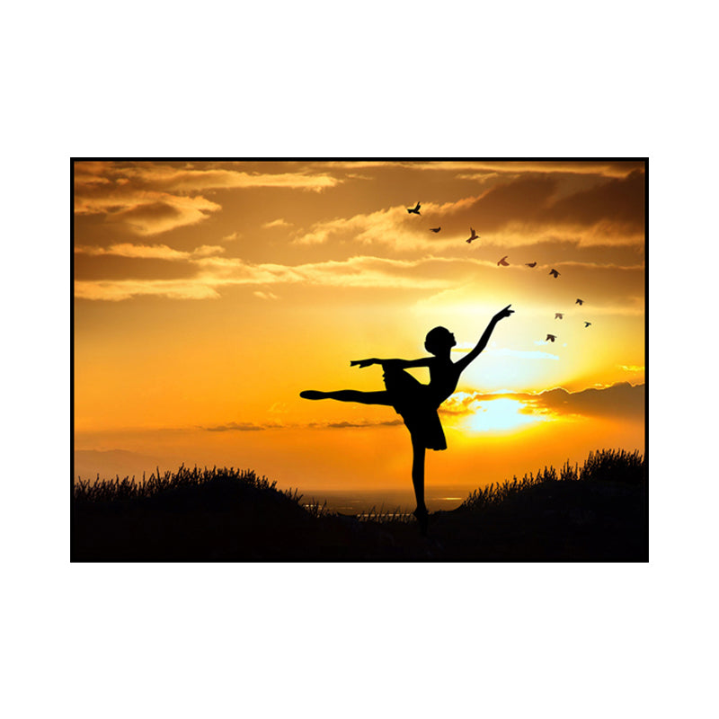 Vivolux | Schönes Foto Sonnenuntergang Ballerina Leinwand Wandkunst für das Mädchenzimmer, Pastellfarbe