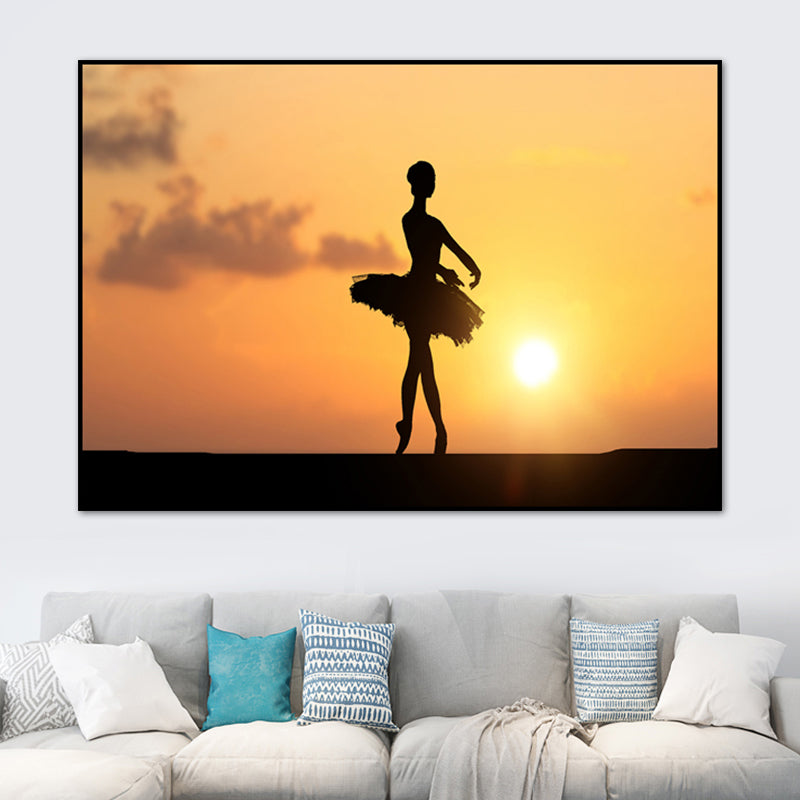 Vivolux | Schönes Foto Sonnenuntergang Ballerina Leinwand Wandkunst für das Mädchenzimmer, Pastellfarbe