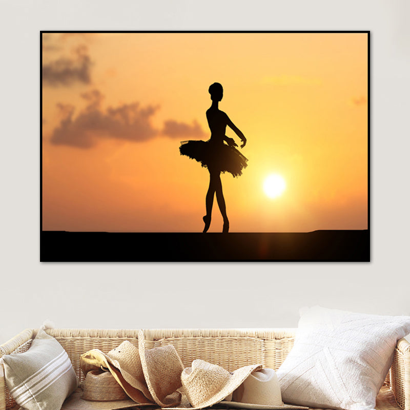 Vivolux | Schönes Foto Sonnenuntergang Ballerina Leinwand Wandkunst für das Mädchenzimmer, Pastellfarbe