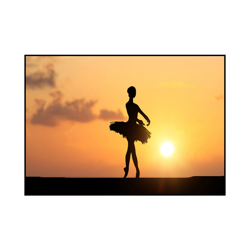 Vivolux | Schönes Foto Sonnenuntergang Ballerina Leinwand Wandkunst für das Mädchenzimmer, Pastellfarbe