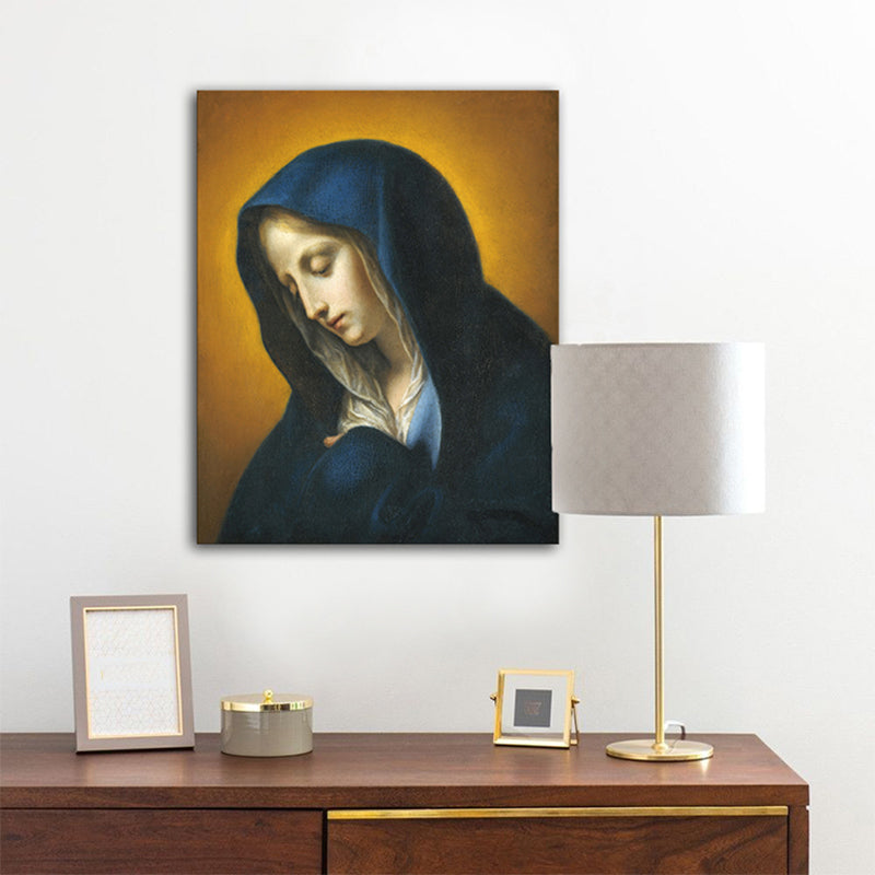 Vivolux | Religiöses Jungfrauenbild Sanfte Farben Leinwand Wandkunst Druck Texturiert, Mehrere Größen