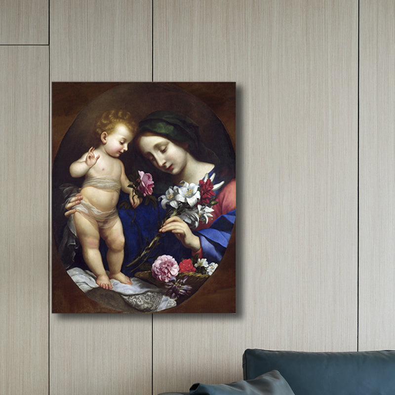 Vivolux | Religiöses Jungfrauenbild Sanfte Farben Leinwand Wandkunst Druck Texturiert, Mehrere Größen