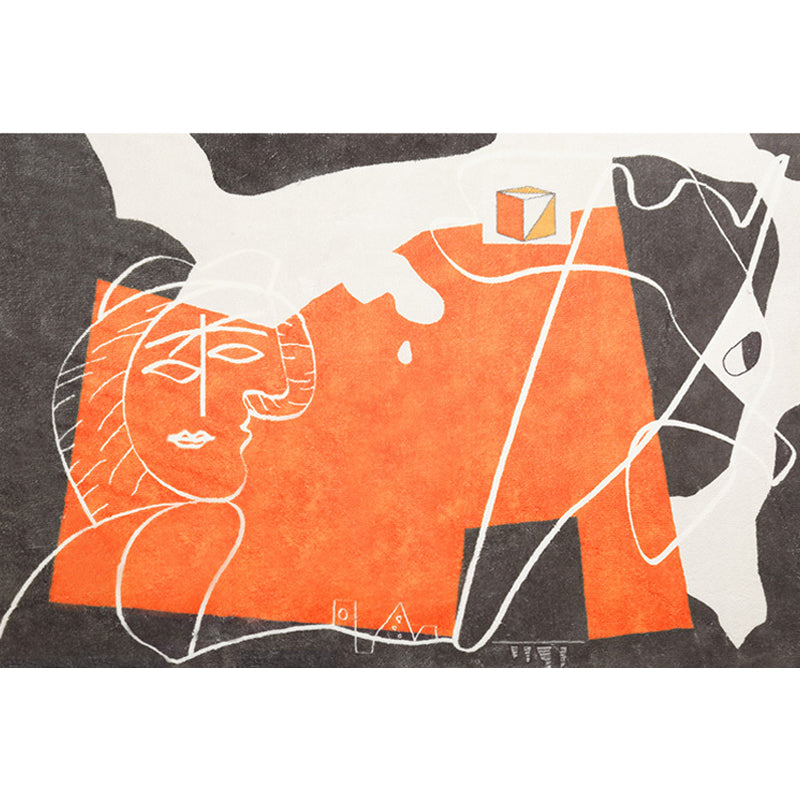 Vivolux | Oranje en Zwart Abstract Tapijt Polyester Moderne Tapijt Wasbaar Antislip Huisdiervriendelijk Area Tapijt voor Woonkamer