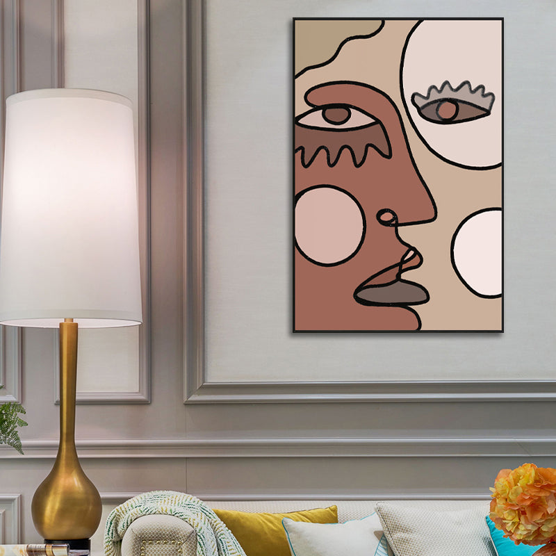 Vivolux | Nordic Style Charaktere Gesichtsbemalung Küchenrückwand Wandkunst Druck in Braun