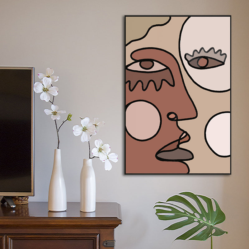 Vivolux | Nordic Style Charaktere Gesichtsbemalung Küchenrückwand Wandkunst Druck in Braun