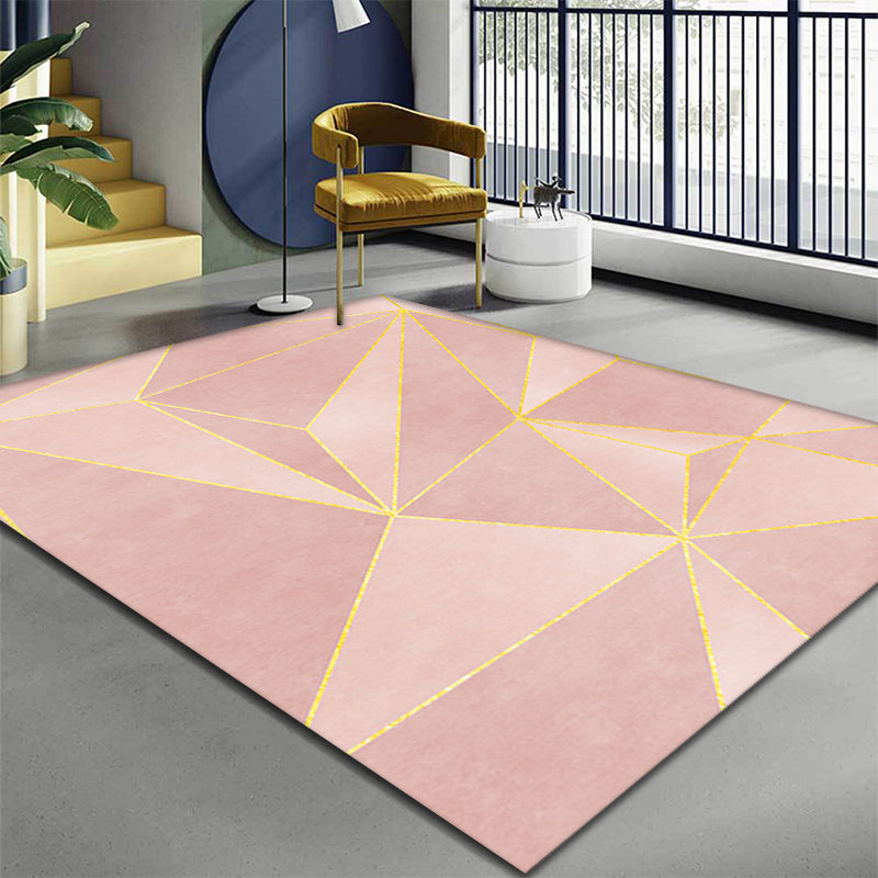 Vivolux | Stilvoller Moderner Teppich Rosa und Weiß Geometrisches Muster Teppich Haustierfreundlich Anti-Rutsch Waschbarer Teppich für Dekoration