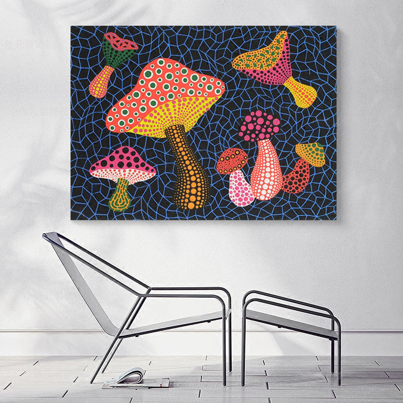 Vivolux | Pop Art Pilz Leinwanddruck Dunkelblau Texturierte Wanddekoration für das Wohnzimmer