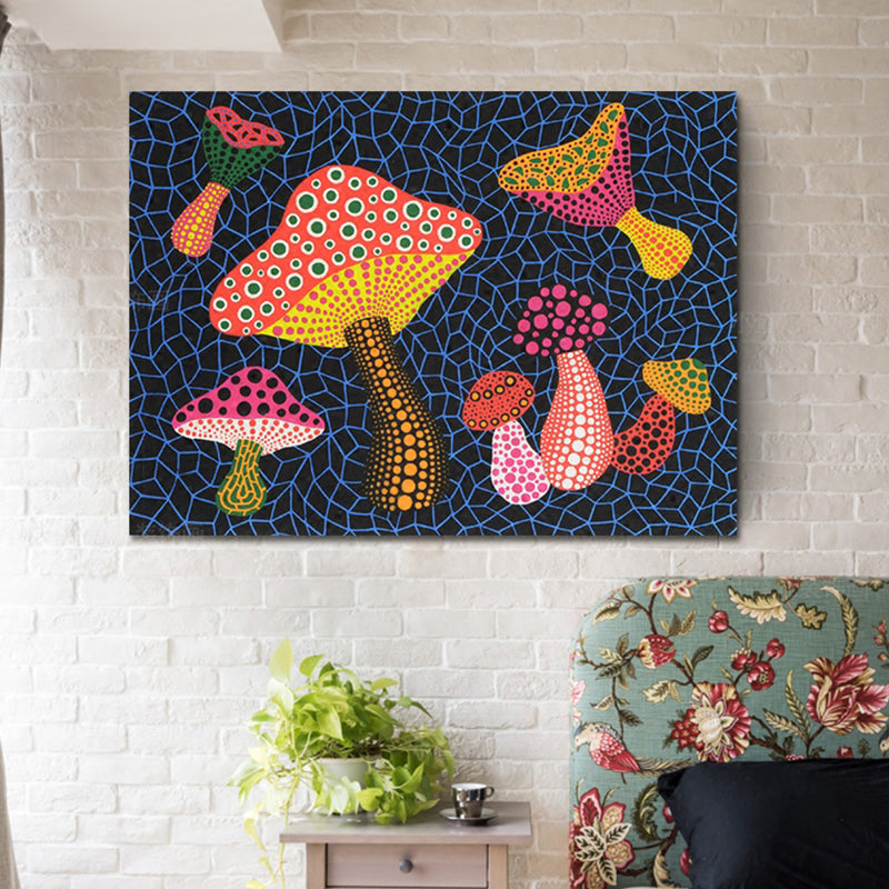 Vivolux | Pop Art Pilz Leinwanddruck Dunkelblau Texturierte Wanddekoration für das Wohnzimmer