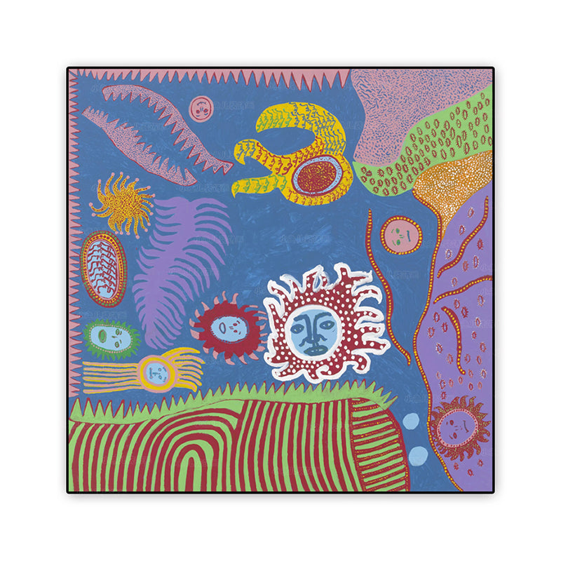 Vivolux | Sonnenzeichnung Wanddekoration Bunt Funky Leinwand Wandkunst für Teenagerzimmer, Texturiert