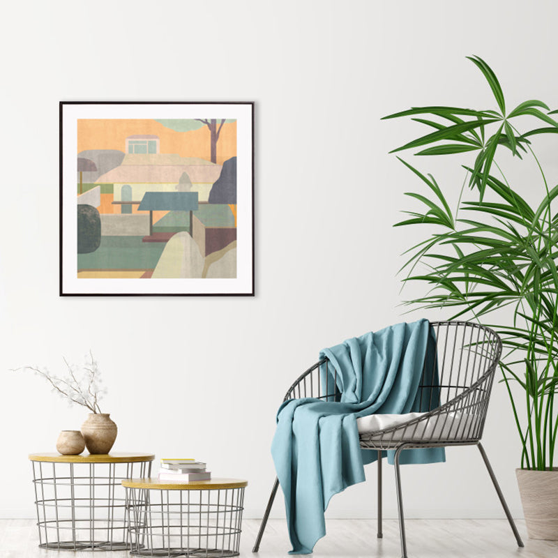 Vivolux | Wohnarchitektur Kunstdruck Nordische Texturierte Wanddekoration in Pastellfarbe für das Schlafzimmer