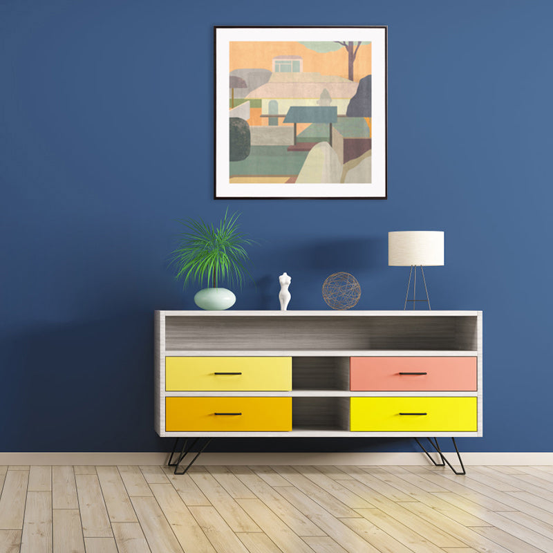 Vivolux | Wohnarchitektur Kunstdruck Nordische Texturierte Wanddekoration in Pastellfarbe für das Schlafzimmer