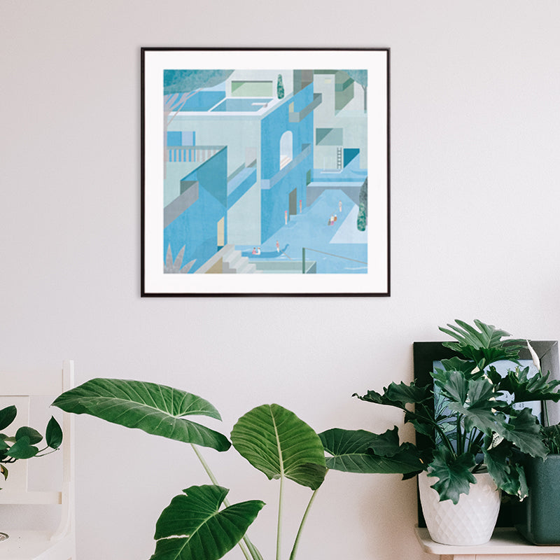 Vivolux | Wohnarchitektur Kunstdruck Nordische Texturierte Wanddekoration in Pastellfarbe für das Schlafzimmer