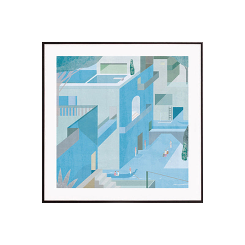 Vivolux | Wohnarchitektur Kunstdruck Nordische Texturierte Wanddekoration in Pastellfarbe für das Schlafzimmer