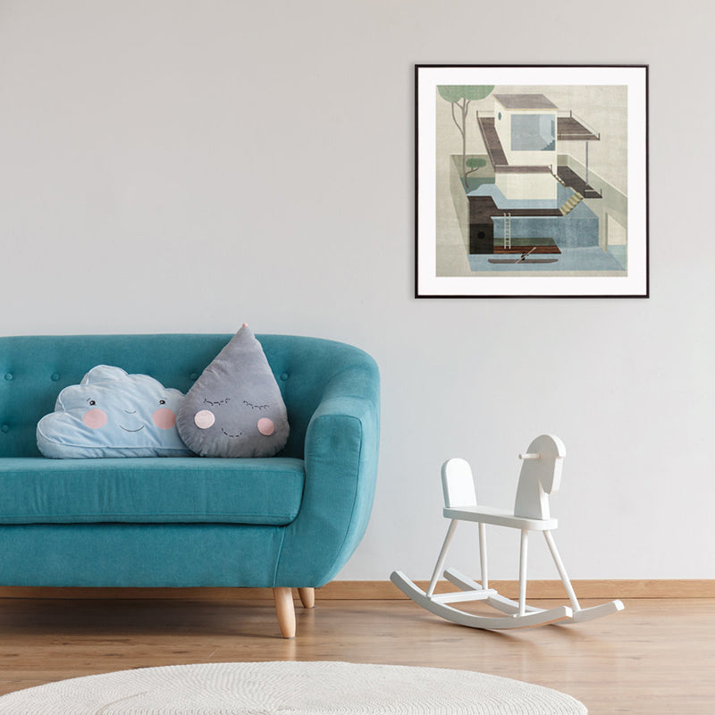 Vivolux | Wohnarchitektur Kunstdruck Nordische Texturierte Wanddekoration in Pastellfarbe für das Schlafzimmer