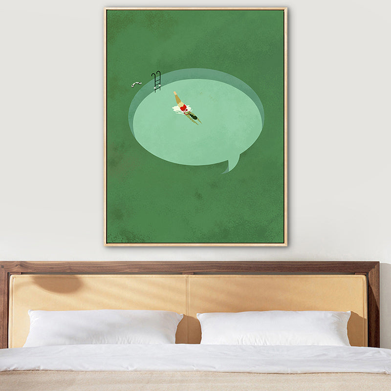 Vivolux | Pastell Schwimmbecken Wandkunst Sportlich Nordische Texturierte Leinwanddruck für Wohnzimmer