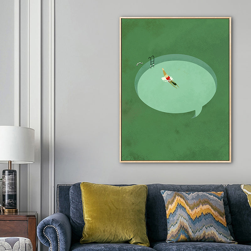 Vivolux | Pastell Schwimmbecken Wandkunst Sportlich Nordische Texturierte Leinwanddruck für Wohnzimmer