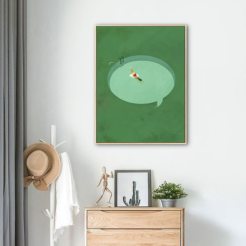 Vivolux | Pastell Schwimmbecken Wandkunst Sportlich Nordische Texturierte Leinwanddruck für Wohnzimmer