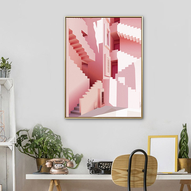 Vivolux | Pastellfarbe Nordisch Leinwandkunst Illustration Architektur Wanddekoration für das Wohnzimmer