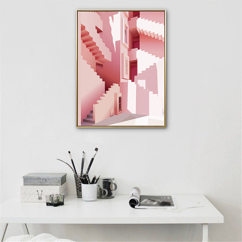 Vivolux | Pastellfarbe Nordisch Leinwandkunst Illustration Architektur Wanddekoration für das Wohnzimmer