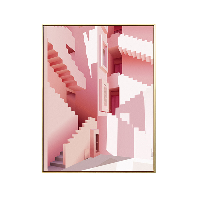 Vivolux | Pastellfarbe Nordisch Leinwandkunst Illustration Architektur Wanddekoration für das Wohnzimmer