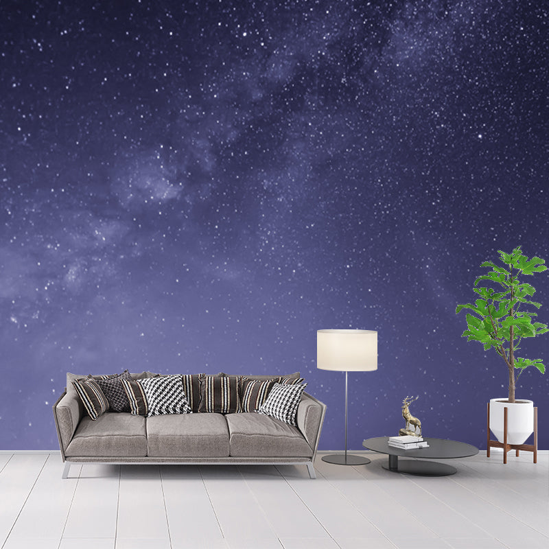 Vivolux | Paarse Sprankelende Sterren Muur Decal Nacht Hemel Scene Moderne Wasbare Muurdecoratie
