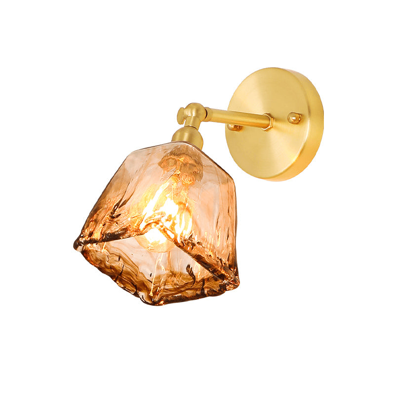 Vivolux | Tan Glass Gold Wandlamp Schaduw Schotel/Mond/Trapezium 1-Kop Koloniale Wandarmatuur Verlichting Voor Slaapkamer
