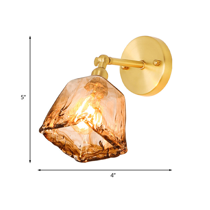 Vivolux | Tan Glass Gold Wandlamp Schaduw Schotel/Mond/Trapezium 1-Kop Koloniale Wandarmatuur Verlichting Voor Slaapkamer