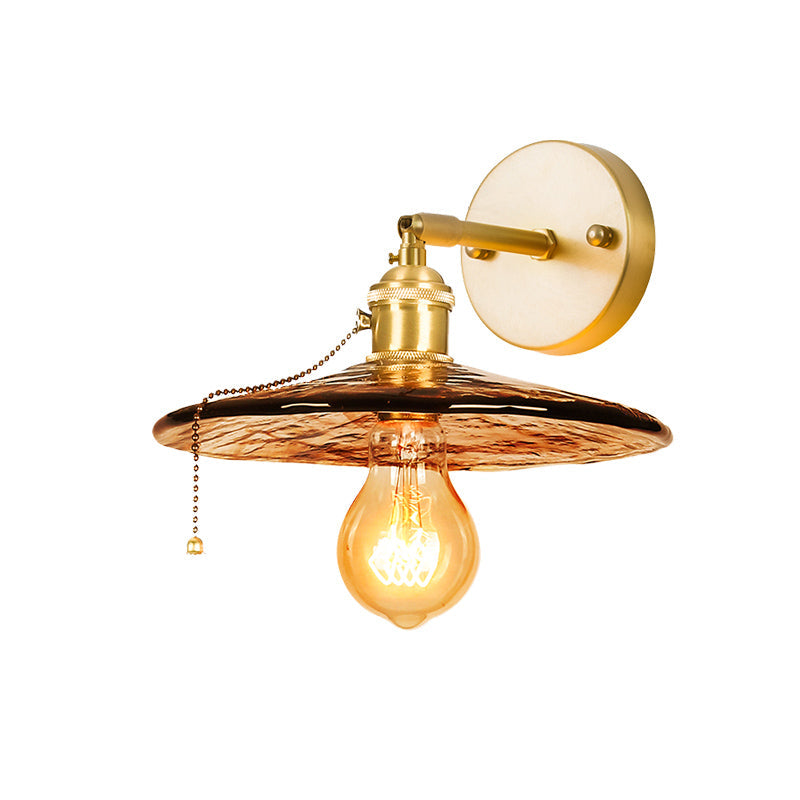 Vivolux | Tan Glass Gold Wandlamp Schaduw Schotel/Mond/Trapezium 1-Kop Koloniale Wandarmatuur Verlichting Voor Slaapkamer