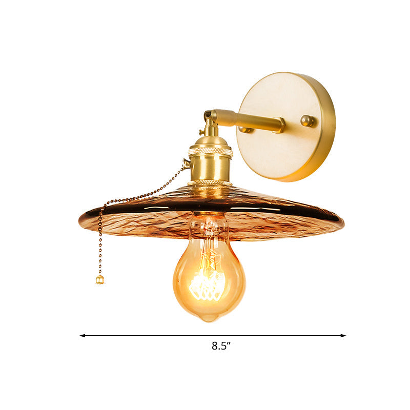 Vivolux | Tan Glass Gold Wandlamp Schaduw Schotel/Mond/Trapezium 1-Kop Koloniale Wandarmatuur Verlichting Voor Slaapkamer