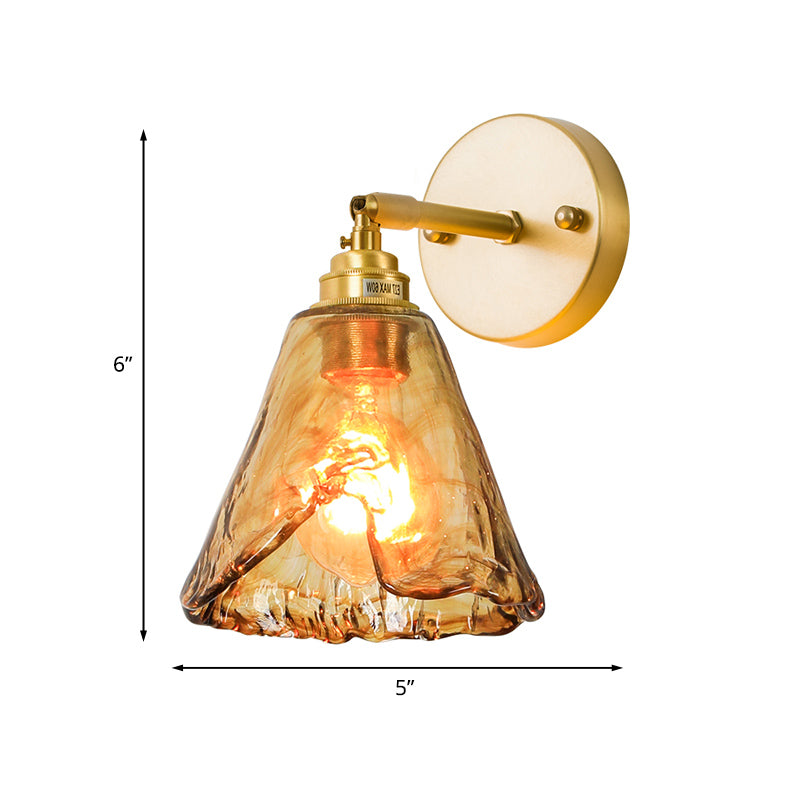 Vivolux | Tan Glass Gold Wandlamp Schaduw Schotel/Mond/Trapezium 1-Kop Koloniale Wandarmatuur Verlichting Voor Slaapkamer