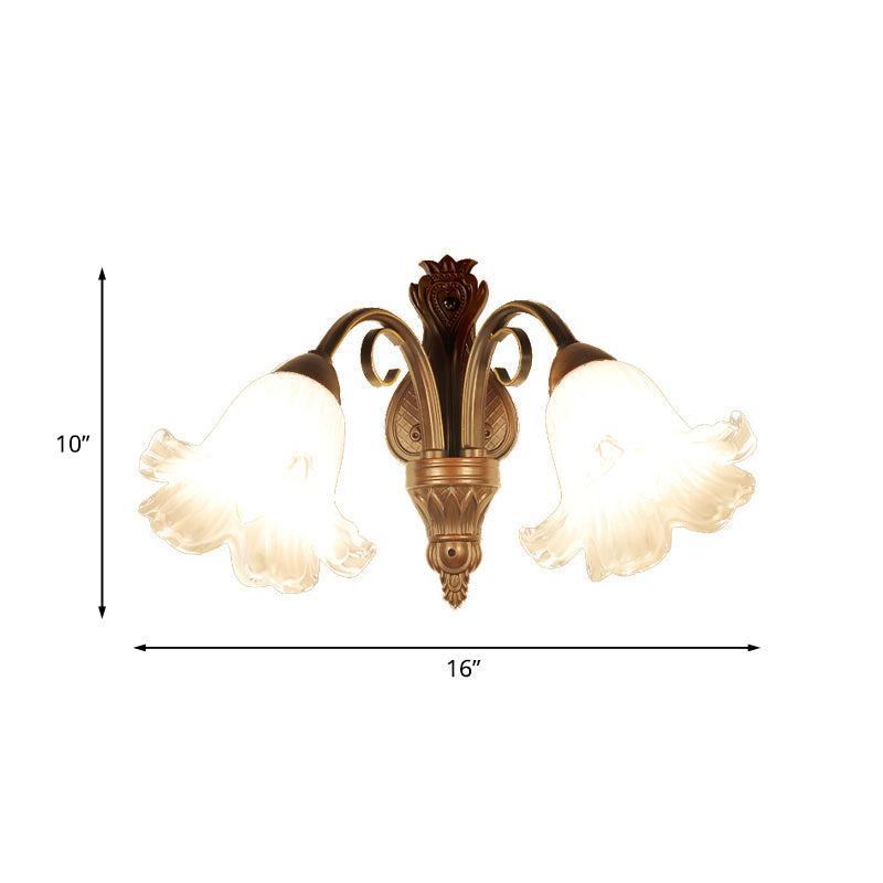 Vivolux | Traditioneel Bloemige Wandlamp Fixture 1/2-Licht Witte Glazen Wandlamp Verlichting in Zwart voor Slaapkamer