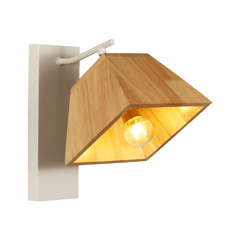 Vivolux | Schwenkbares trapezförmiges Wandlicht Nordic Holz 1 Glühbirne Terrasse Wandlampe in Beige