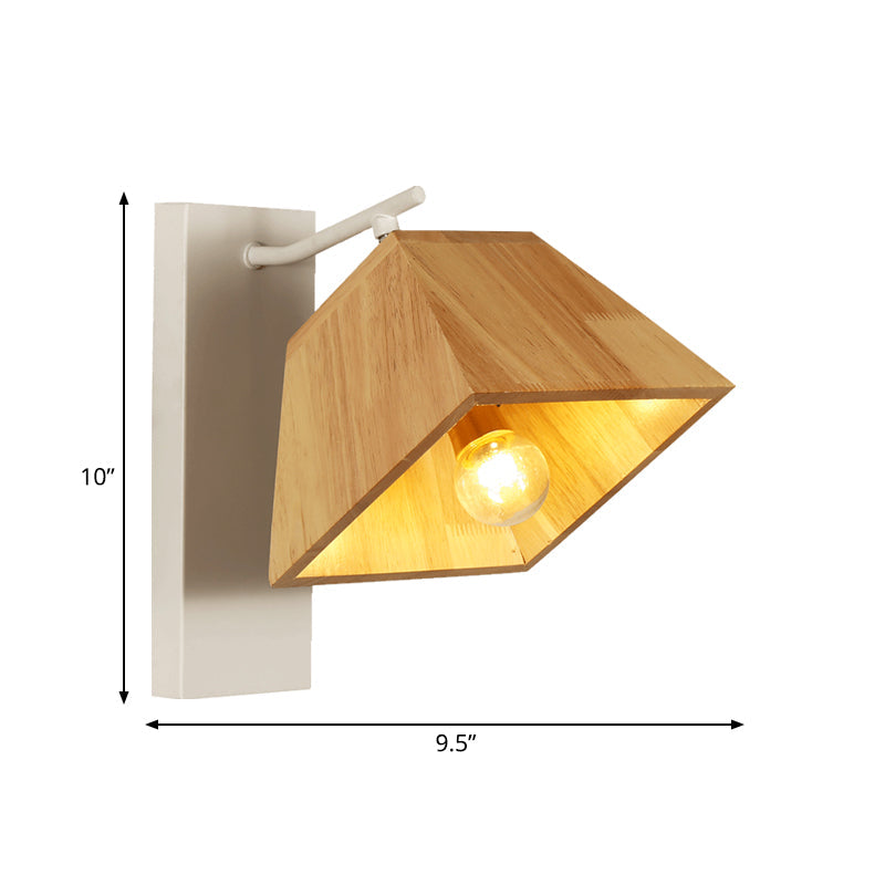 Vivolux | Schwenkbares trapezförmiges Wandlicht Nordic Holz 1 Glühbirne Terrasse Wandlampe in Beige