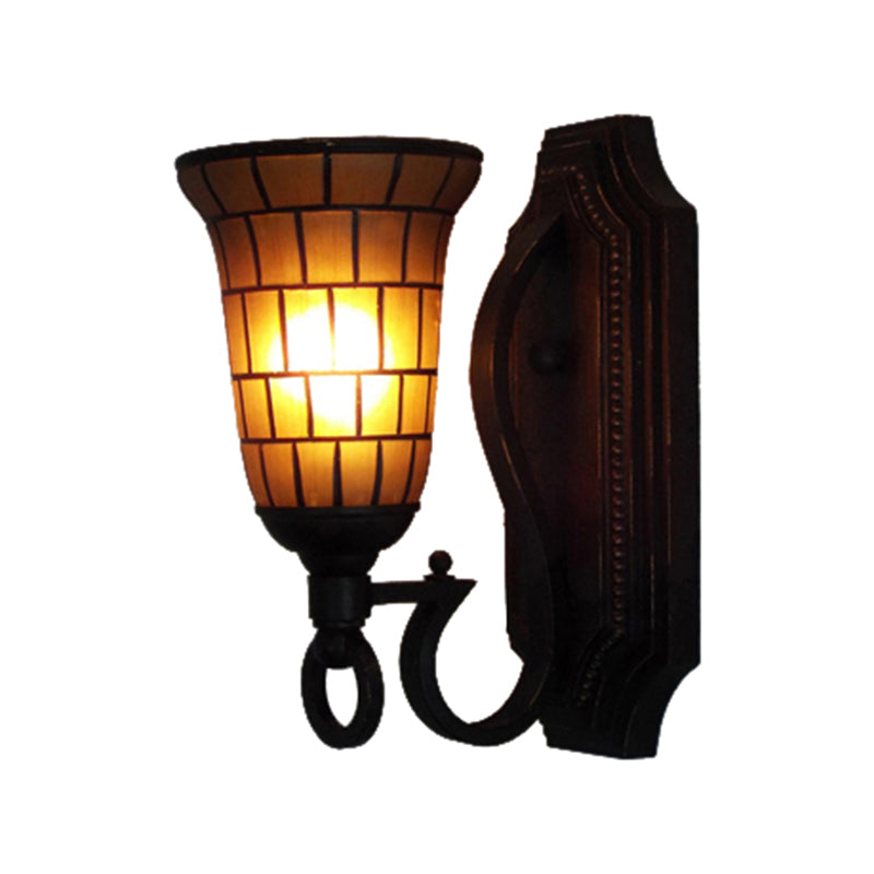 Vivolux | 1 Kopf Slim Bell Wandlampe Retro Loft Glas Wandlicht in Gelb für Bibliothek Café