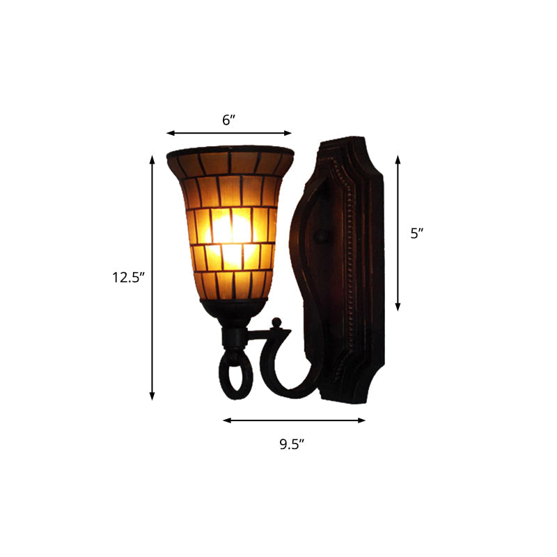 Vivolux | 1 Kopf Slim Bell Wandlampe Retro Loft Glas Wandlicht in Gelb für Bibliothek Café