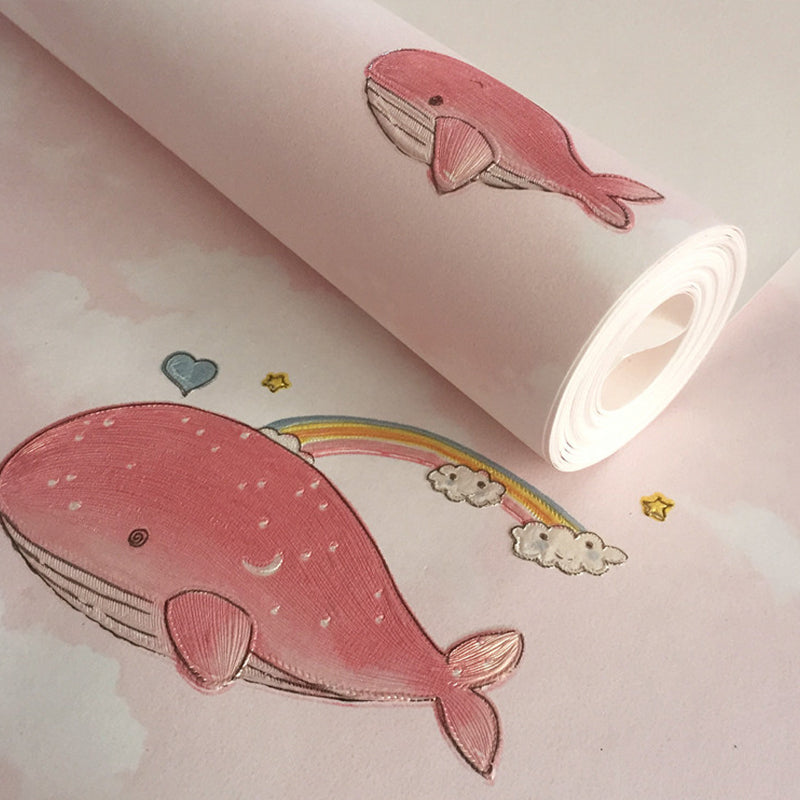 Vivolux | Vliesbehang mit blauen oder rosa Cartoon-Delfin für Kinder, 20,5 Zoll x 33 Fuß, nicht vorgeklebt
