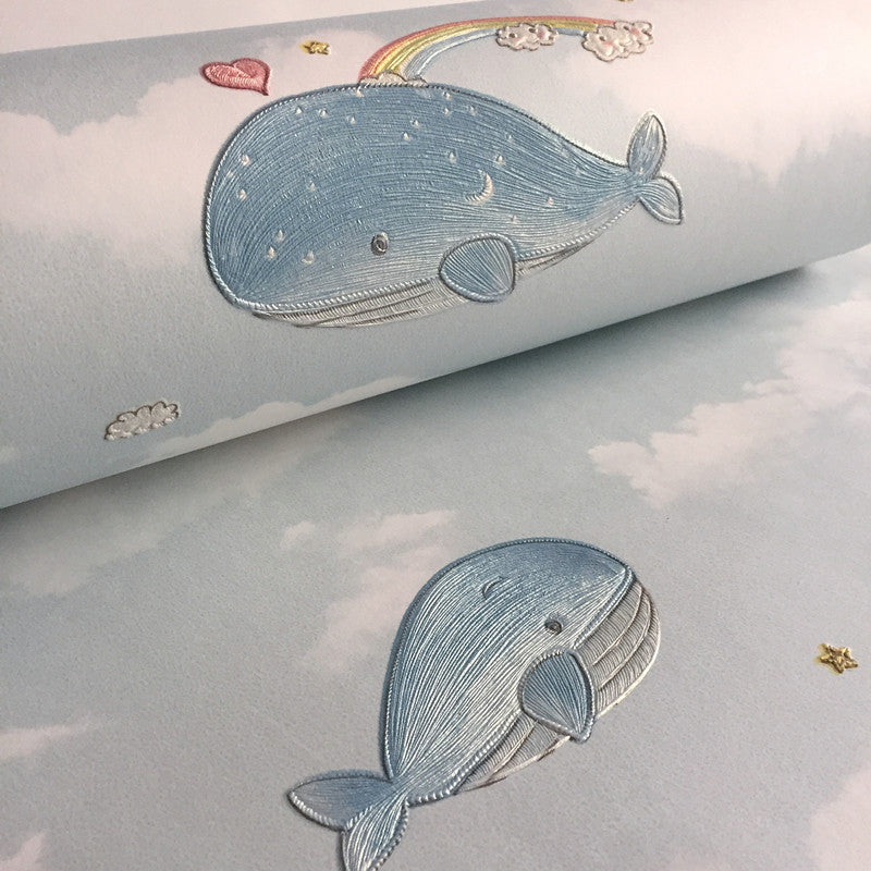 Vivolux | Vliesbehang mit blauen oder rosa Cartoon-Delfin für Kinder, 20,5 Zoll x 33 Fuß, nicht vorgeklebt