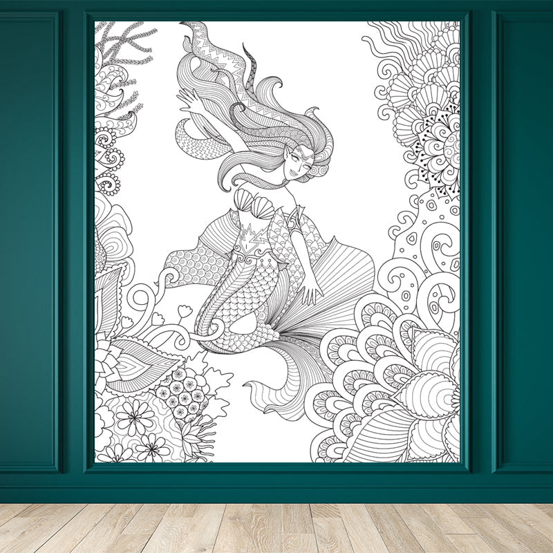Vivolux | Kinderen Fantasy Geheim Tuin Muur Decal Zwart-wit Waterdichte Wandkunst voor Kamer