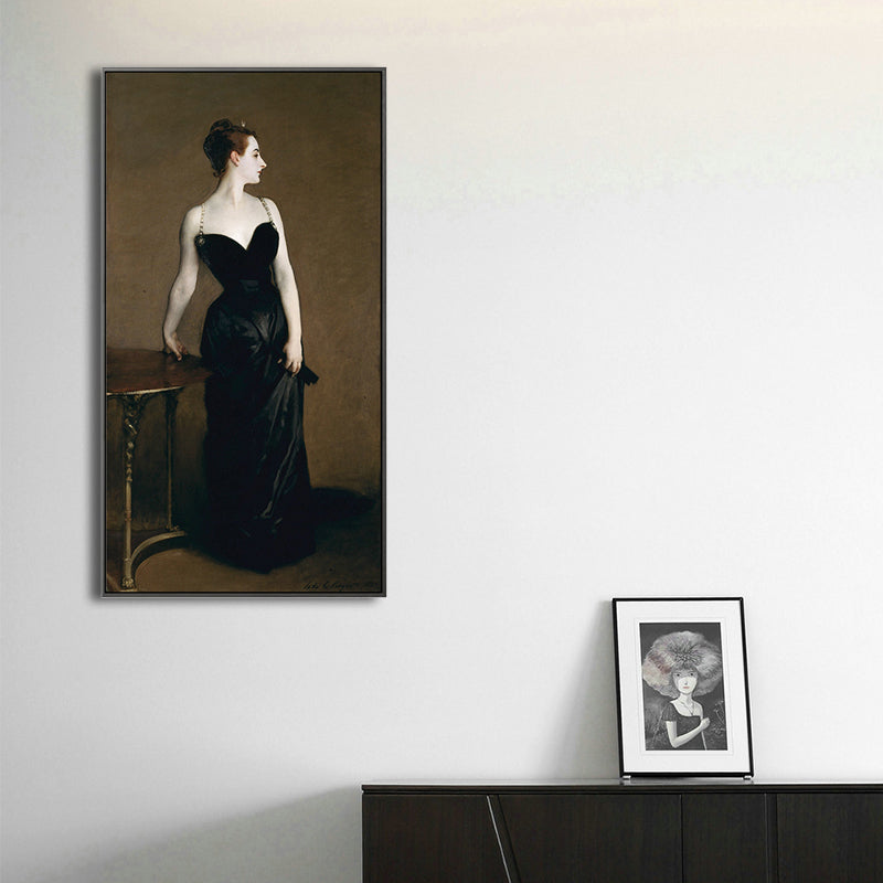Vivolux | Ölgemälde Jugendstil-Leinwand mit Frau in Schwarz für das Wohnzimmer, mehrere Größen
