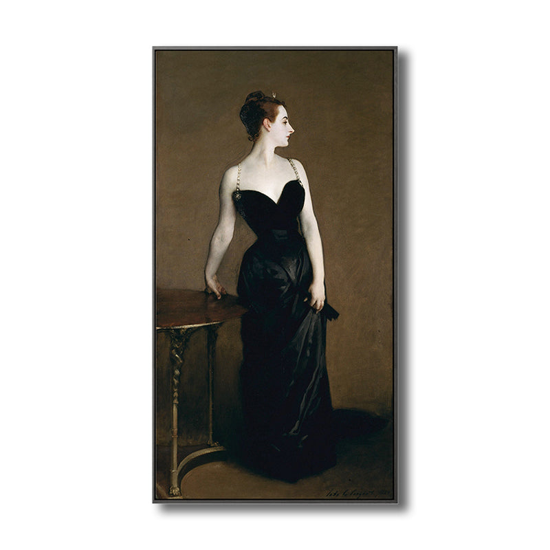 Vivolux | Ölgemälde Jugendstil-Leinwand mit Frau in Schwarz für das Wohnzimmer, mehrere Größen