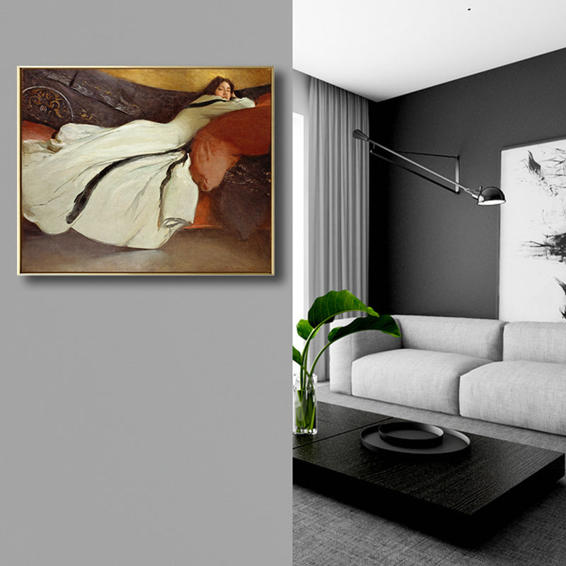 Vivolux | Texturierte Frauen-Napping-Malerei-Leinwanddruck Art Nouveau Wanddeko für das Esszimmer