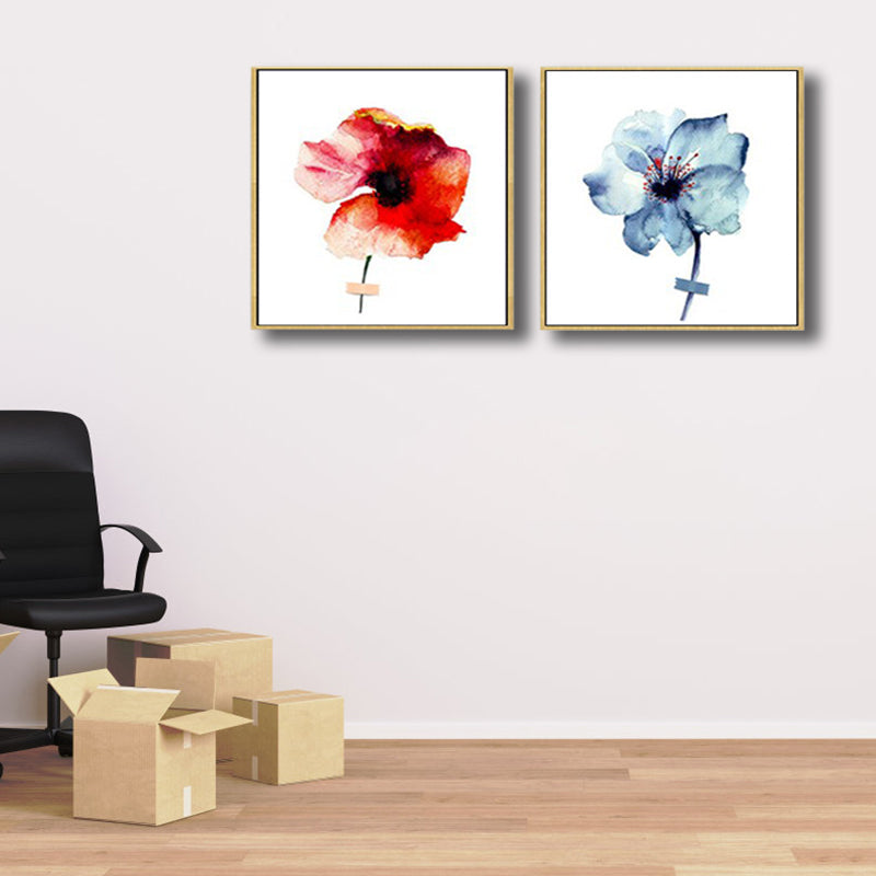 Vivolux | Pastellfarbige florale Designmalerei strukturiertes modernes Esszimmer Leinwand Wandkunst, Set von 2