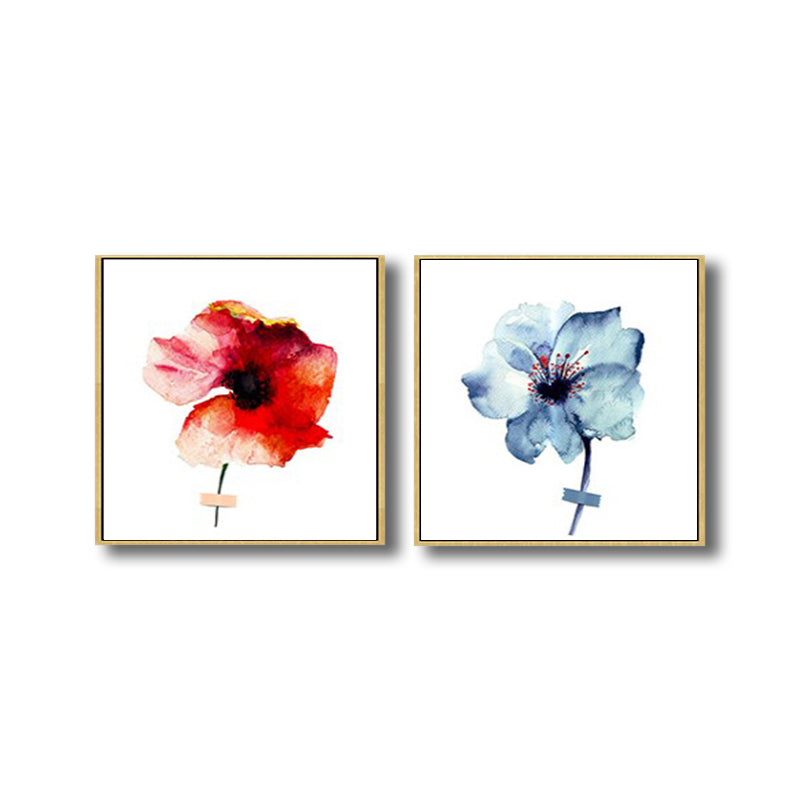 Vivolux | Pastellfarbige florale Designmalerei strukturiertes modernes Esszimmer Leinwand Wandkunst, Set von 2