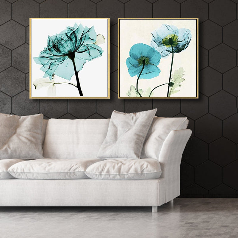 Vivolux | Pastellfarbige florale Designmalerei strukturiertes modernes Esszimmer Leinwand Wandkunst, Set von 2