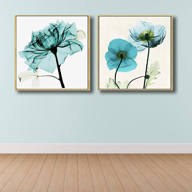 Vivolux | Pastellfarbige florale Designmalerei strukturiertes modernes Esszimmer Leinwand Wandkunst, Set von 2