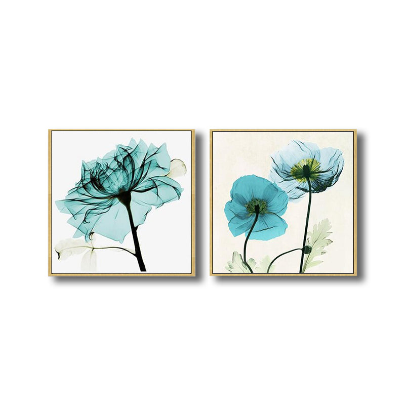 Vivolux | Pastellfarbige florale Designmalerei strukturiertes modernes Esszimmer Leinwand Wandkunst, Set von 2